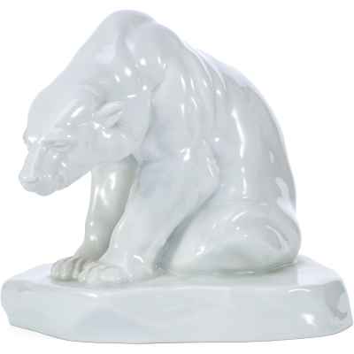 Скульптура Медведь за ловлей рыбы фарфор, Херенд (Herend) Венгрия 1960-86 гг. Н-19,5 см. Венгрия 1930 гг