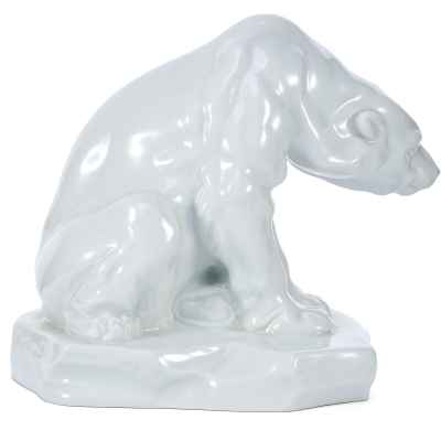 Скульптура Медведь за ловлей рыбы фарфор, Херенд (Herend) Венгрия 1960-86 гг. Н-19,5 см. Венгрия 1930 гг
