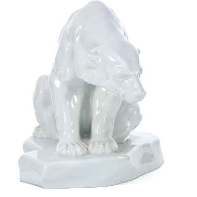 Скульптура Медведь за ловлей рыбы фарфор, Херенд (Herend) Венгрия 1960-86 гг. Н-19,5 см. Венгрия 1930 гг