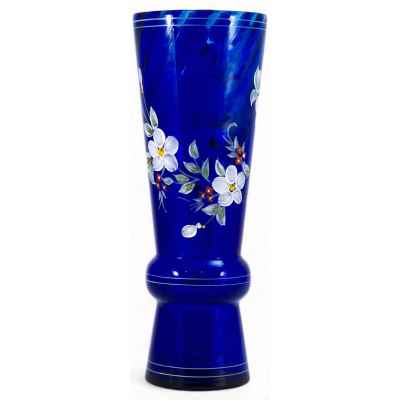 Ваза Цветы кобальтовое стекло Россия первая четверть ХХ века