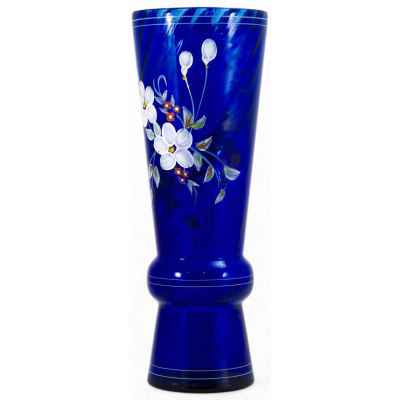 Ваза Цветы кобальтовое стекло Россия первая четверть ХХ века