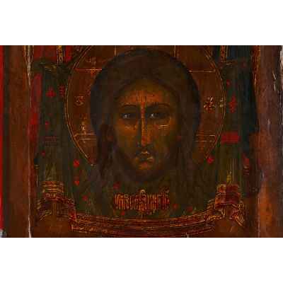 Икона Спас Нерукотворный темпера ковчег нач. XIX в.  31,5x27,2x3 см.  начало XIX в