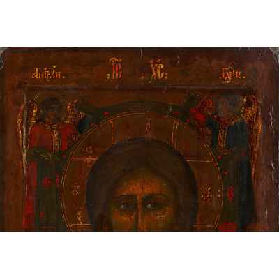 Икона Спас Нерукотворный темпера ковчег нач. XIX в.  31,5x27,2x3 см.  начало XIX в