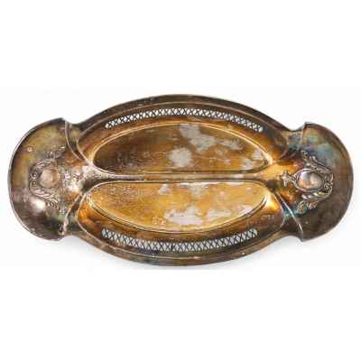 Сухарница латунь, серебрение, Rust & Hetzel Австро-Венгрия 1900-10-е гг. 35,5x18 см. Австро-Венгрия 1900-1910 гг