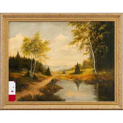 Лесной пейзаж с озером Европа конец XIX-начало XX вв