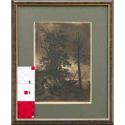 Шишкин И. И. Авторский офорт Ночь 1886 г. 23,5x16,5 см. Россия 1886