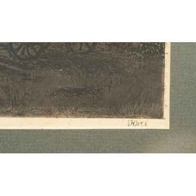 Шишкин И. И. Авторский офорт Ночь 1886 г. 23,5x16,5 см. Россия 1886