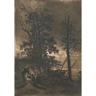 Шишкин И. И. Авторский офорт Ночь 1886 г. 23,5x16,5 см. Россия 1886