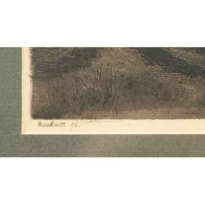 Шишкин И. И. Авторский офорт Ночь 1886 г. 23,5x16,5 см. Россия 1886