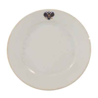 Тарелка ИФЗ с гербом нового образца из сервиза Александра III ИФЗ 1911