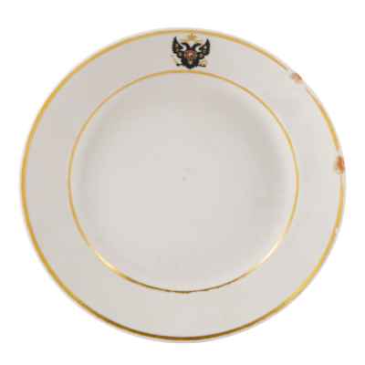 Тарелка ИФЗ с гербом коронационная до 1881 Императорский фарфоровый завод до 1881 г