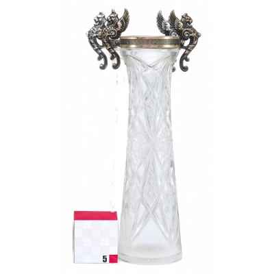 Ваза хрусталь, серебро 84 Москва Исполнитель: фабрика А, Т. Иванова 1908-1917 гг