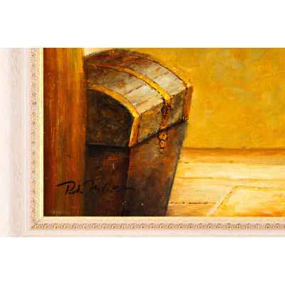 Rúta Nelson (?) Интерьер с цветами х/м 60x70,5 см. Европа Первая четверть XX века