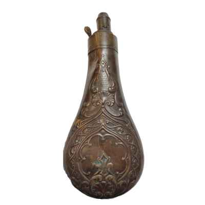 Пороховница Drams латунь, сталь Европа кон. XIX в. 20х8,5 см. Европа кон. XIX в.