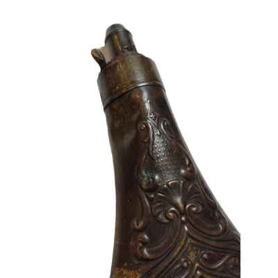 Пороховница Drams латунь, сталь Европа кон. XIX в. 20х8,5 см. Европа кон. XIX в.