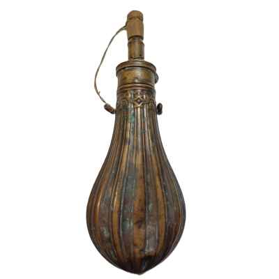 Пороховница G&J.W. Hawkslcy Sheffield латунь, сталь кон. XIX в. 20,5х8,5 см. Шеффилд, Британская Империя сер. XIX в.