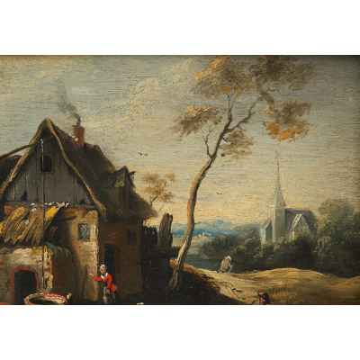 «Сельский пейзаж», R подражание Д. Тенирсу, мл. (1610-1690). Европа вторая половина XIX - первая четверть XX вв.