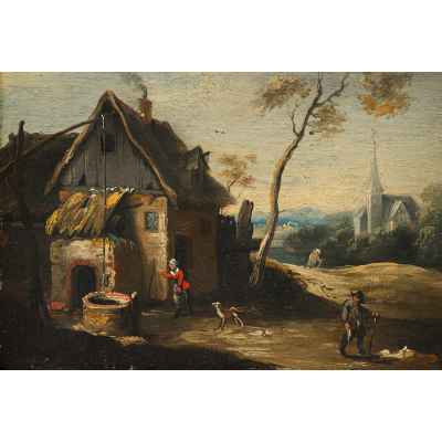 «Сельский пейзаж», R подражание Д. Тенирсу, мл. (1610-1690). Европа вторая половина XIX - первая четверть XX вв.