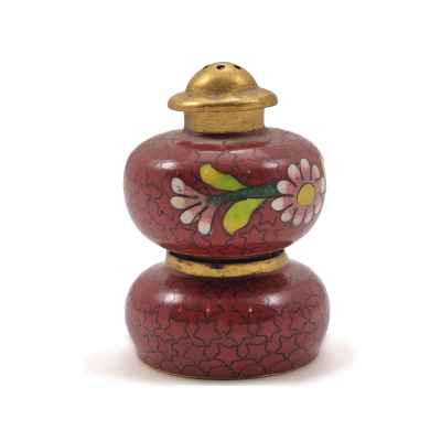 Солонка и перечница латунь, клуазоне, Китай 1950-70-е гг. 4х4,5 см.  