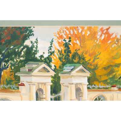 И. К. Слюсарев (1886-1962 гг.) Ворота Рязановского сада к/м 1910-20-е гг.  
