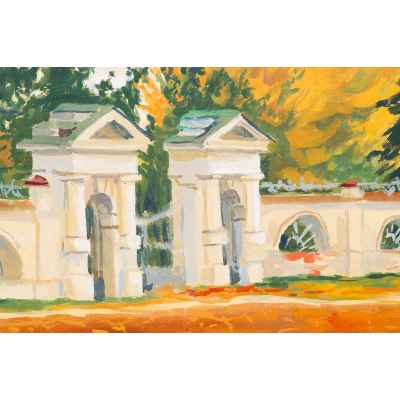 И. К. Слюсарев (1886-1962 гг.) Ворота Рязановского сада к/м 1910-20-е гг.  