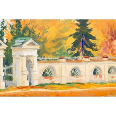 И. К. Слюсарев (1886-1962 гг.) Ворота Рязановского сада к/м 1910-20-е гг.  