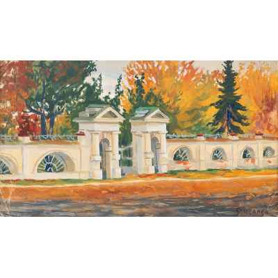 И. К. Слюсарев (1886-1962 гг.) Ворота Рязановского сада к/м 1910-20-е гг.  