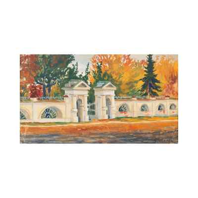 И. К. Слюсарев (1886-1962 гг.) Ворота Рязановского сада к/м 1910-20-е гг.  